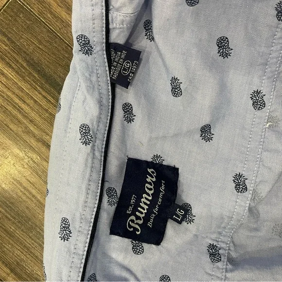 Men's Blue pineapple Patterned button up Tee - Picture 4 of 5